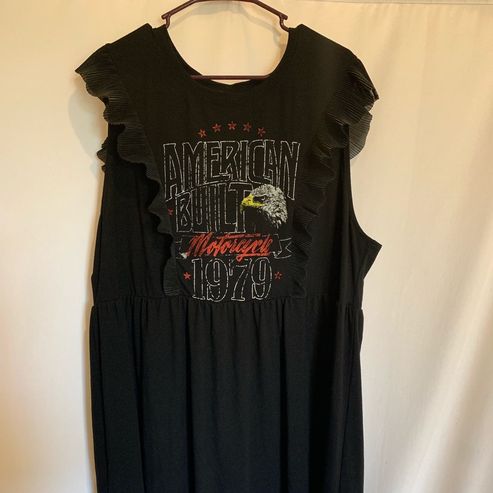 Black sleeveless ruffle dress